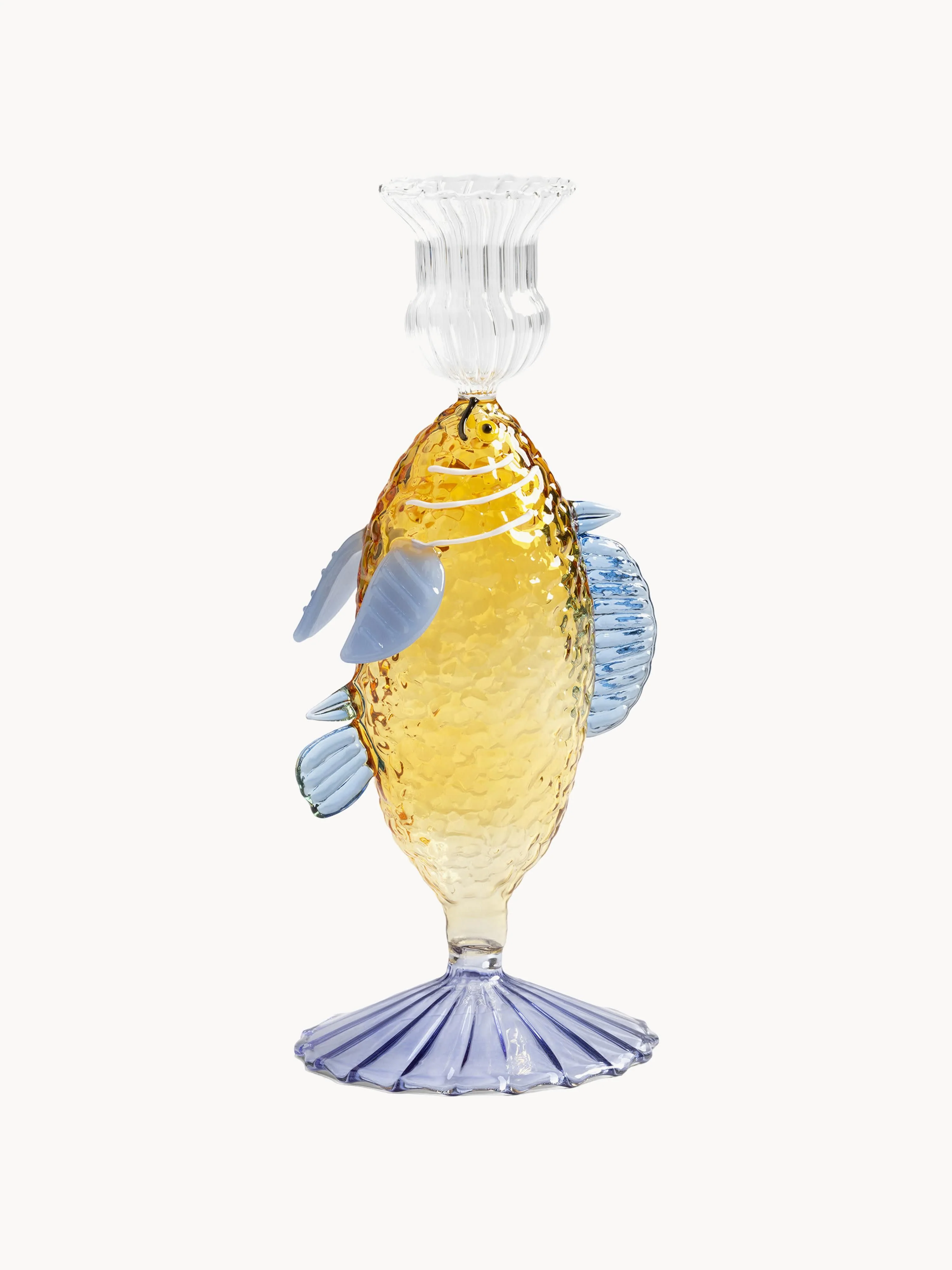Handgefertigter Kerzenhalter Fish aus Borosilikatglas