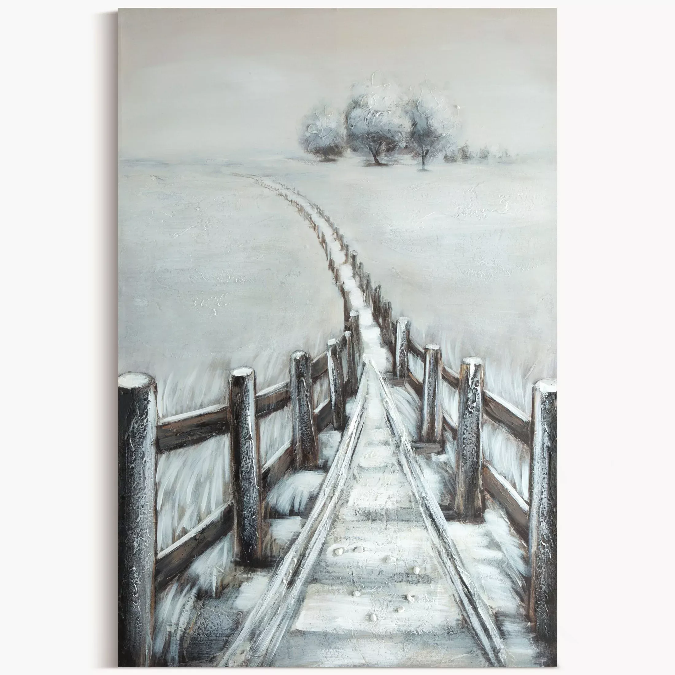 Obraz pejzaż szaro, beżowy ręcznie malowany na płótnie 80x120 cm CALM 5