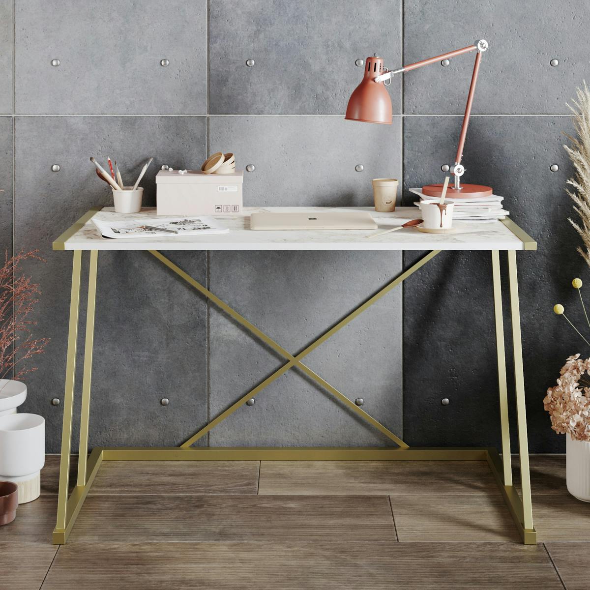 Bureau moderne chic avec plateau décor marbre JENA