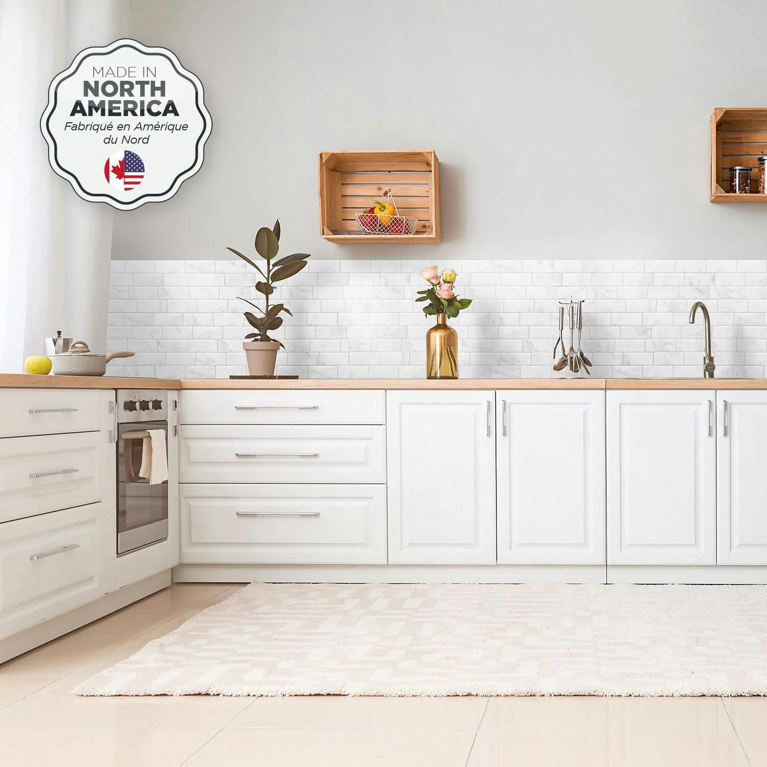 Smart Tiles Peel & Stick Self-Adhesive Kitchen & Bathroom Wall Tiles, Metro Carrera