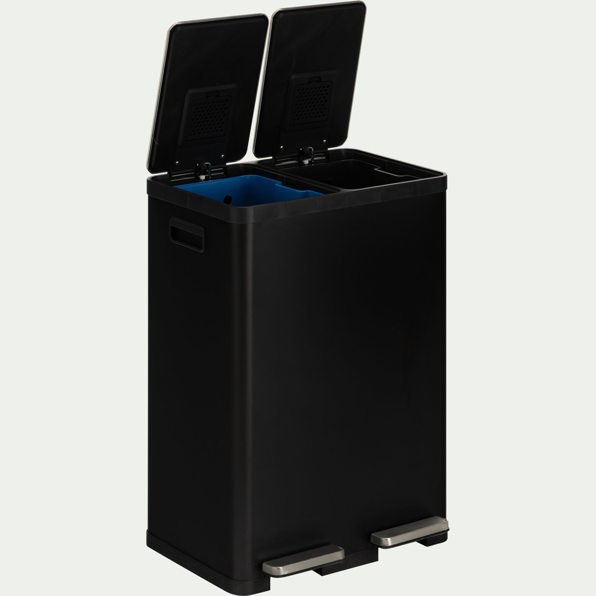 LUDER - Poubelle de tri double en plastique 2x30L - noir