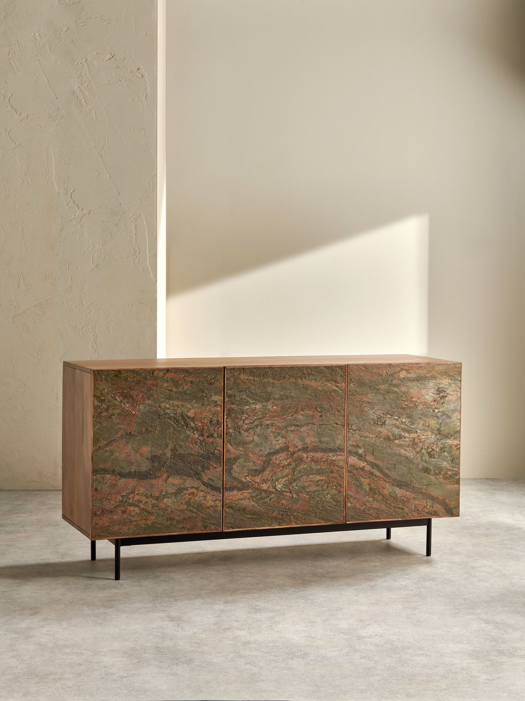 Dilan Large Sideboard in Mango Wood Stone Veneer