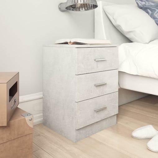 NNEVL Bedside Cabinet Concrete Grey 38x35x56 cm Chipboard