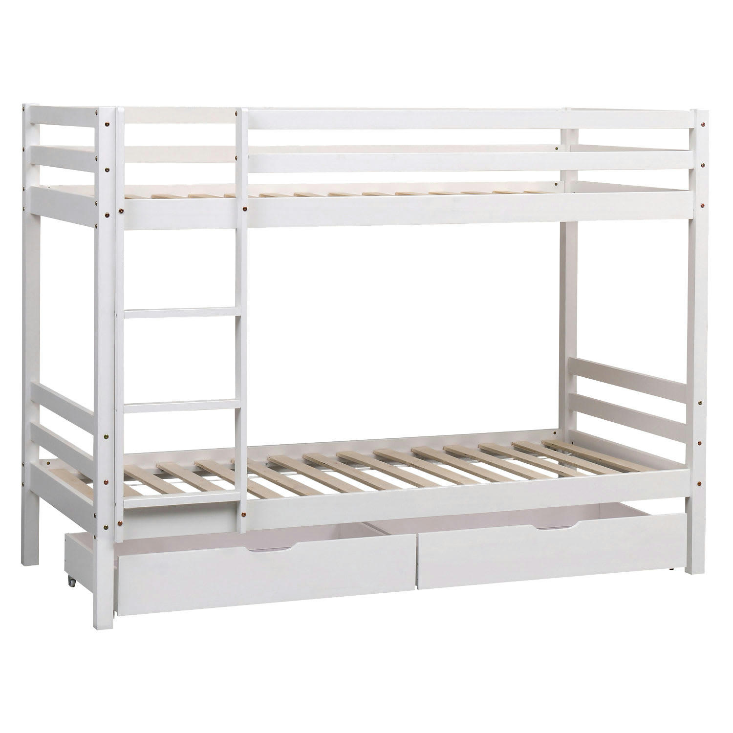 AMBRE - Lit superposé pour enfant avec tiroirs 190x90cm blanc