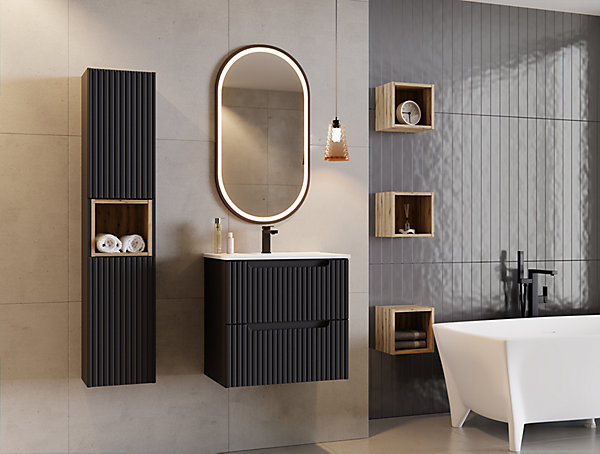 Etagère haut de salle de bain suspendue NOVA NOIR 27 x 28 cm