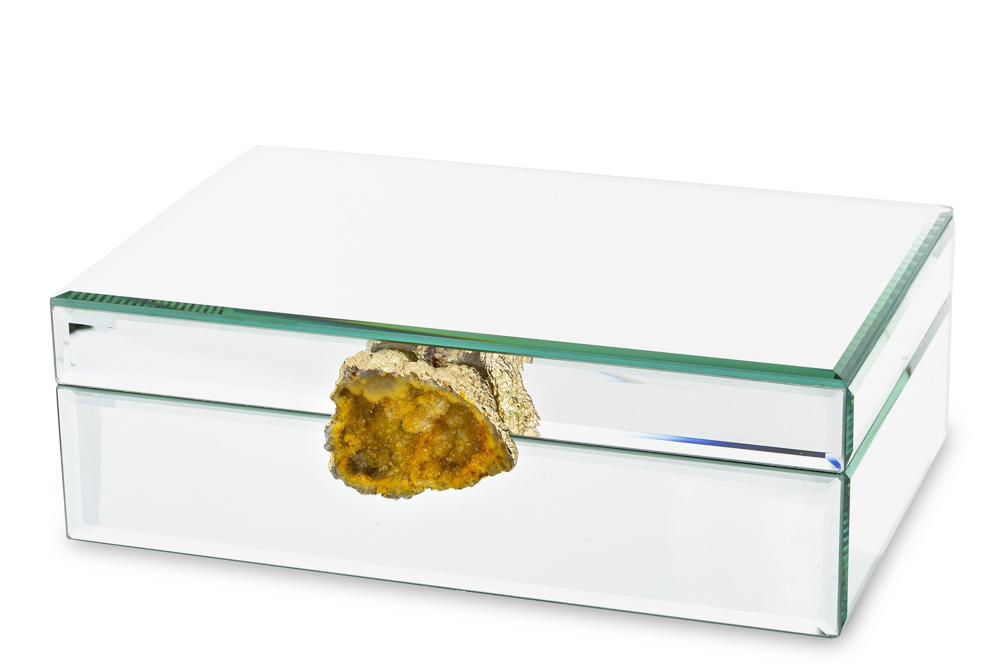 Szkatułka szklana z ozdobnym kamieniem 8x24,5x16,5 cm