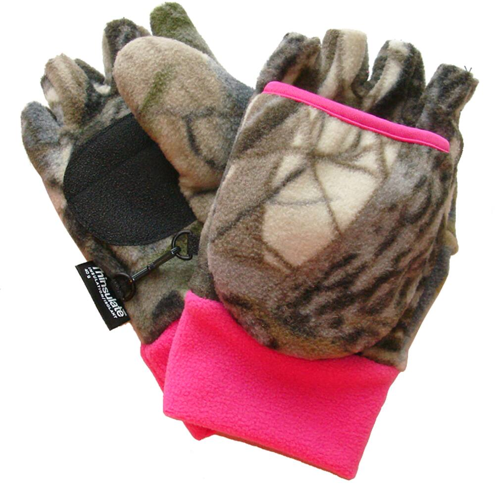 Hot Shot Women's Fleece Hunting Mittens/Gloves with Non-Slip Grip, Warm Thinsulate Lining, Camo