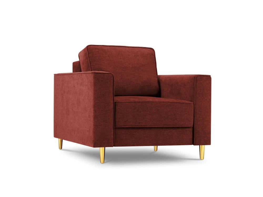 DUNAS - Fauteuil en tissu structuré rouge