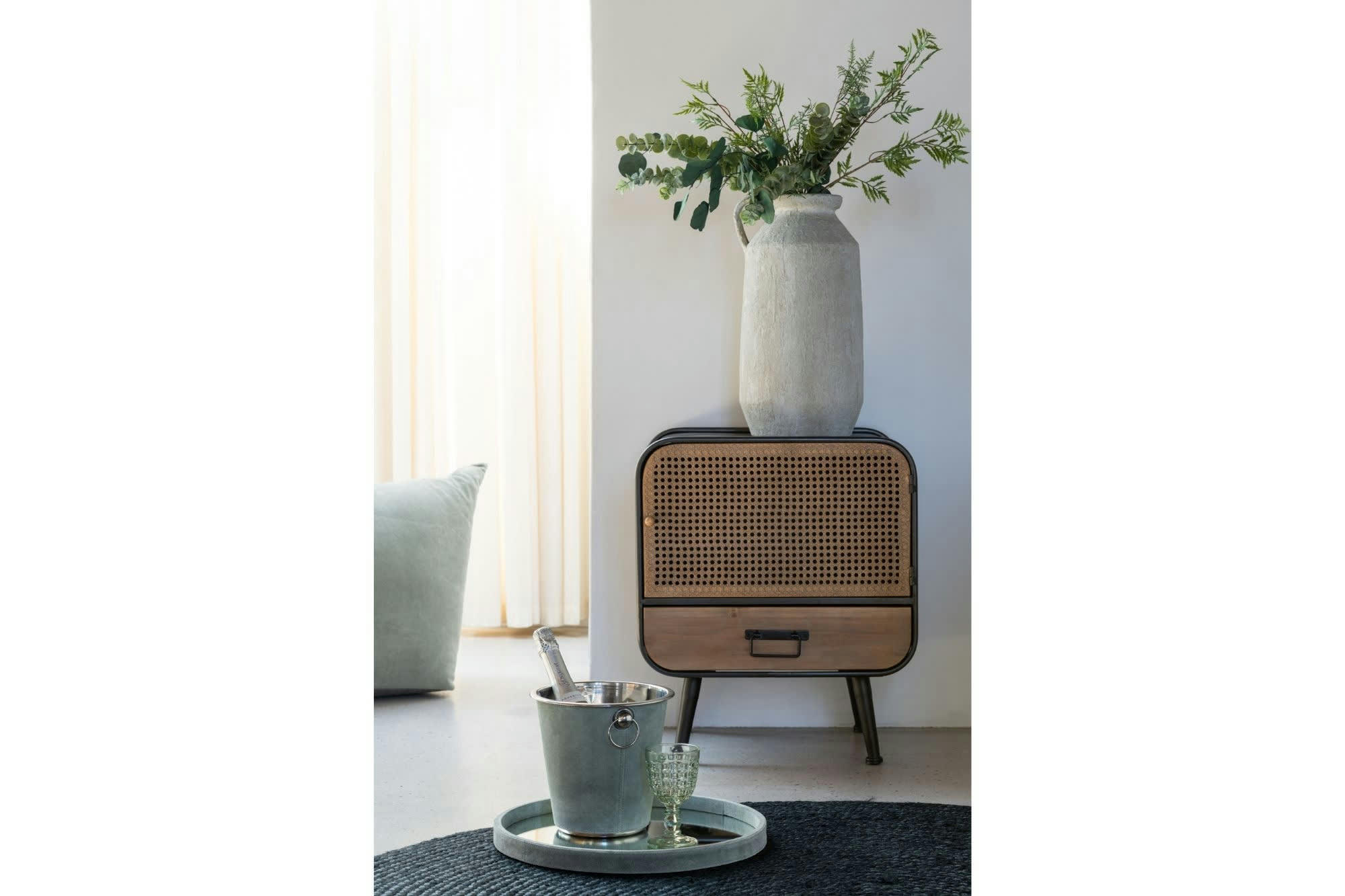 DETROIT - Table de nuit industriel en métal 1 porte et 1 tiroir