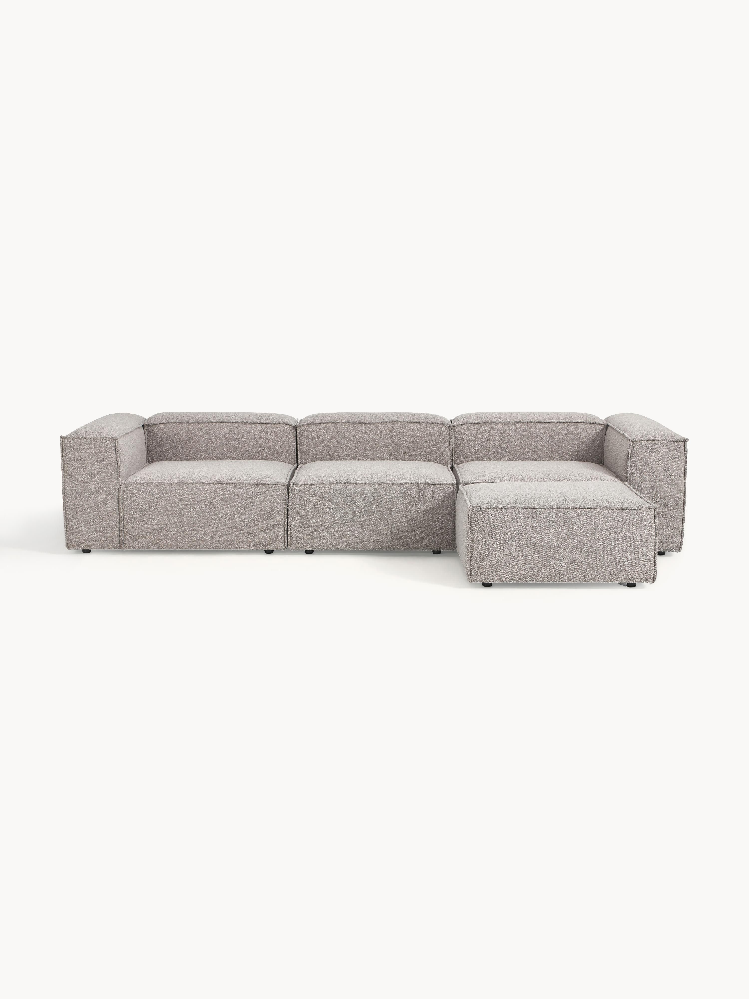 Modulares Sofa Lennon (4-Sitzer) aus Bouclé mit Hocker (links/rechts)