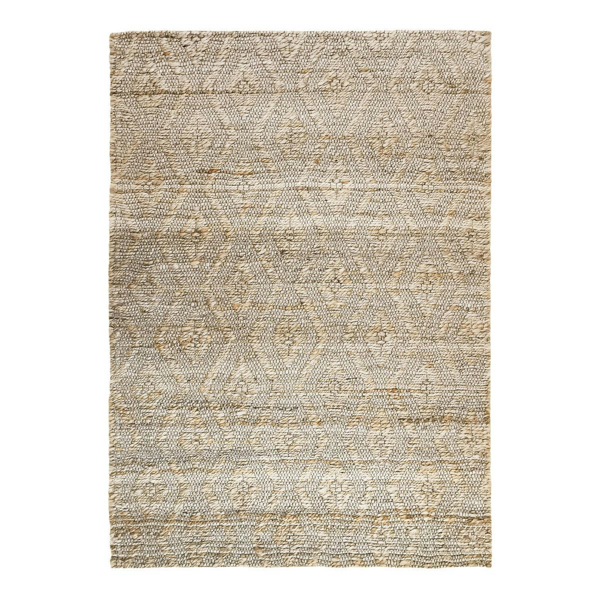 RELIEF - Tapis tressé en jute motifs losanges en relief naturel 120x170