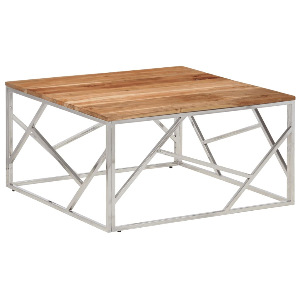 Stolik Kawowy Ława Stół Srebrny 80x80x40 Do Salonu Do Pokoju