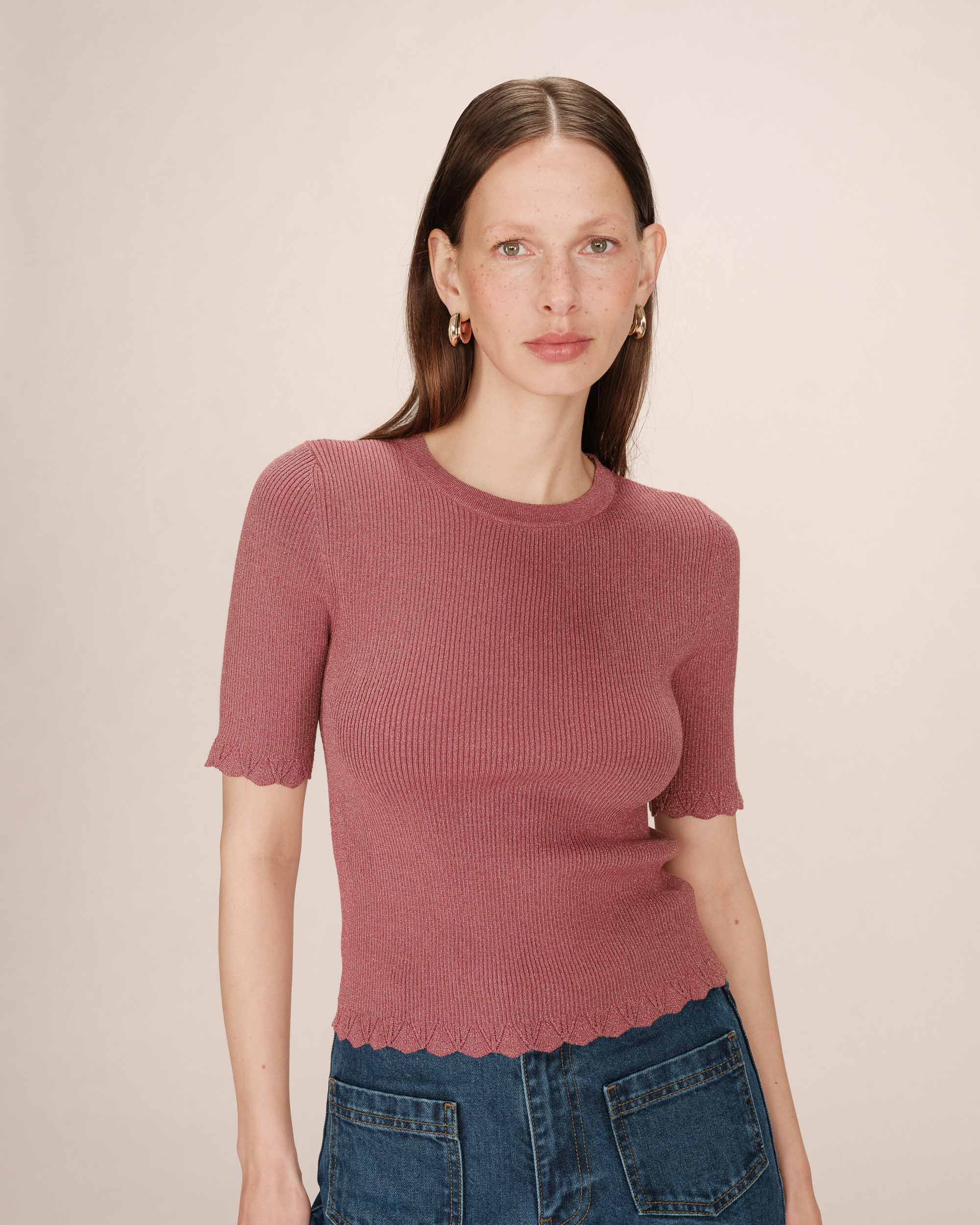 Pull en lurex terracotta Saturne