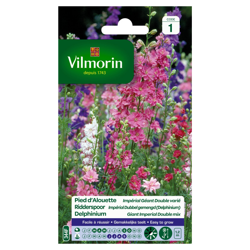 Semences de pied d'alouette Impérial Géant Double variéVILMORIN