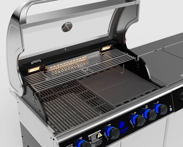 Beefmaster Deluxe 4 Burner Outdoor Kitchen with Range, Sink & Bench on Deluxe Carts