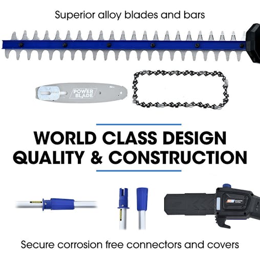 NNEMB 20V Cordless Pole Saw & Hedge Trimmer Combo, 8' Chainsaw Pruner & 20' Hedger, Telescopic Handle, Battery and Fast Charger Kit