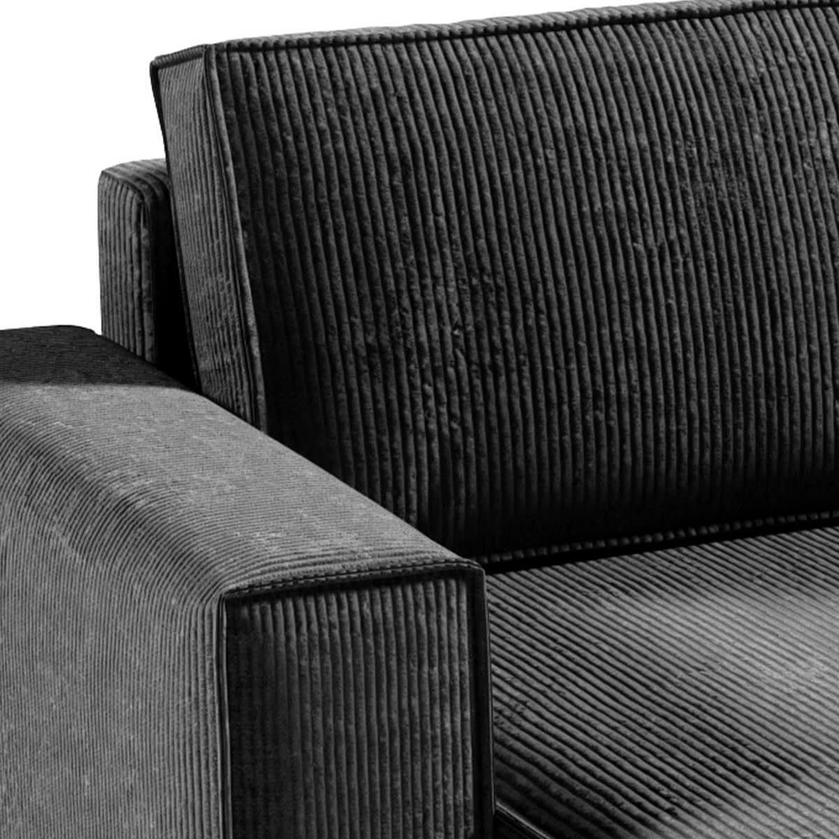 - Canapé en u 5 places velours côtelé gris