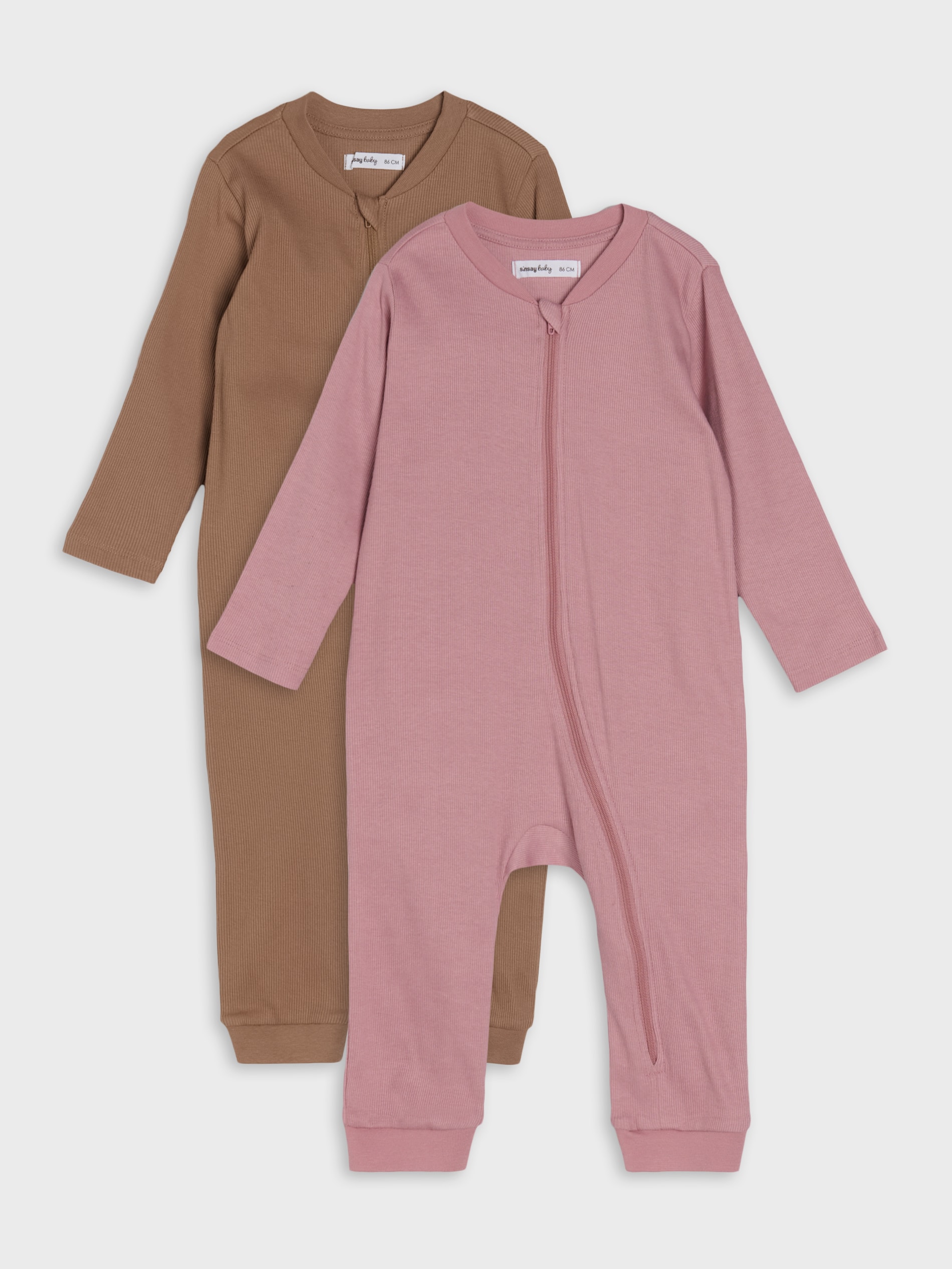 Śpiochy z prążkowanej dzianiny 2 pack