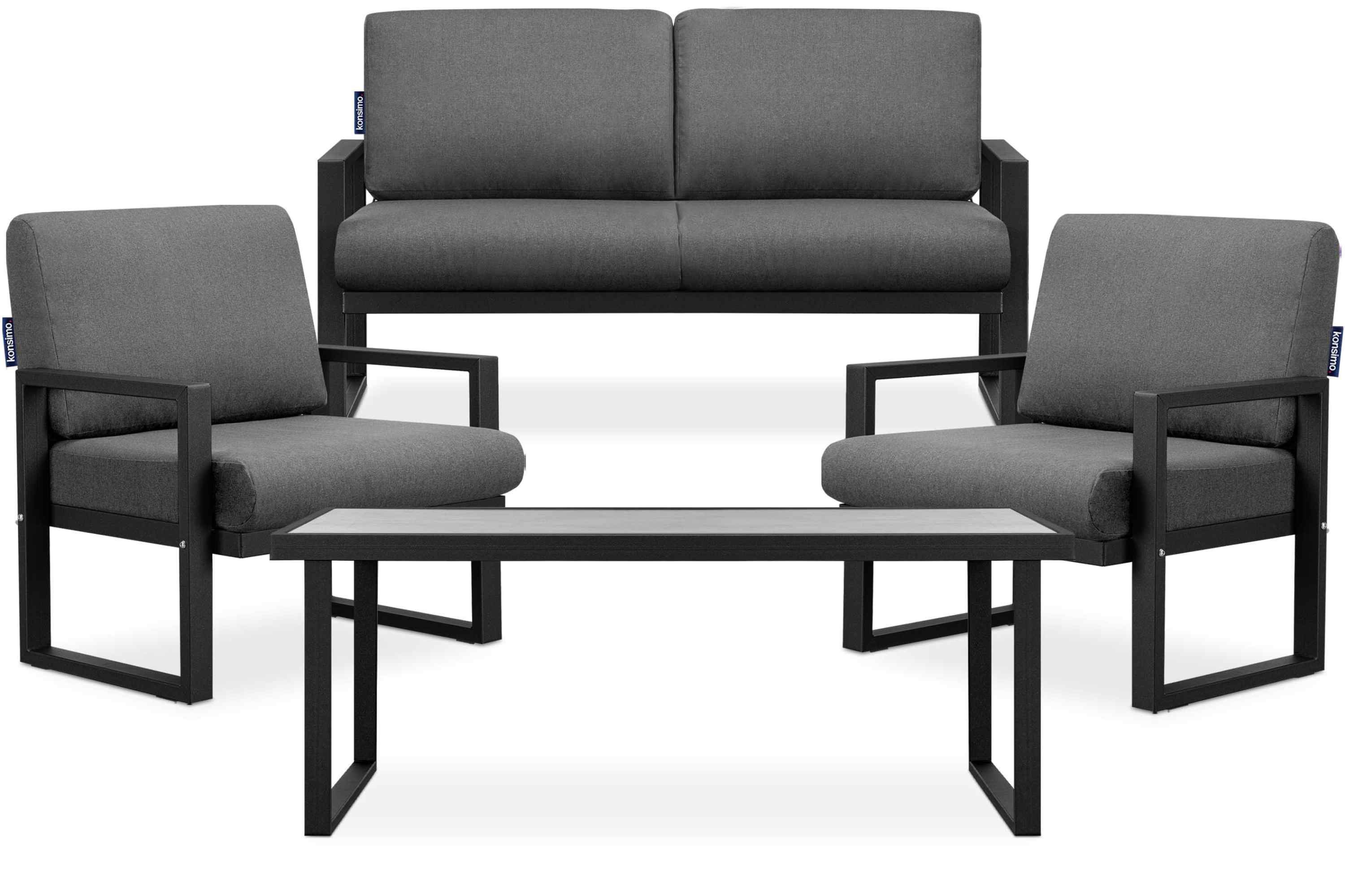 KONSIMO FRENA Zestaw mebli ogrodowych industrialnych czarno-szary, loft