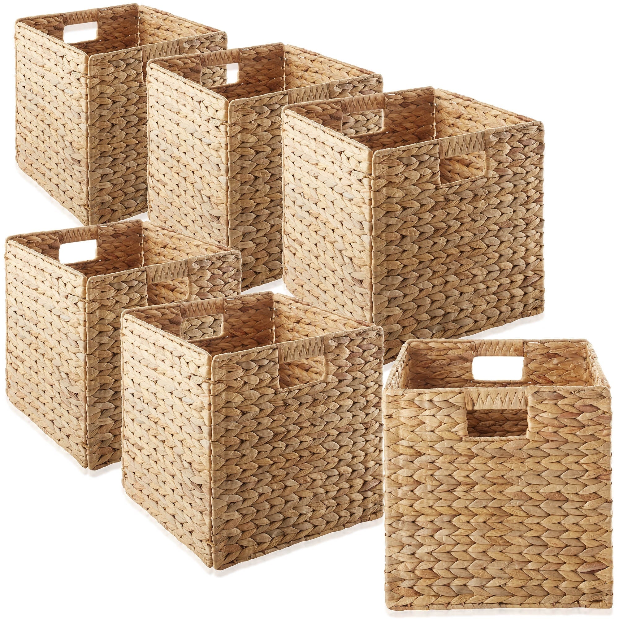 13 x 13in Water Hyacinth Storage Baskets Set of 2