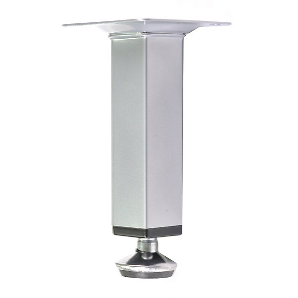 4 un. Pied carré pour meuble en acier 25x25mm hauteur 150mm peinture aluminium avec régulateur de nivellement 15-25mm