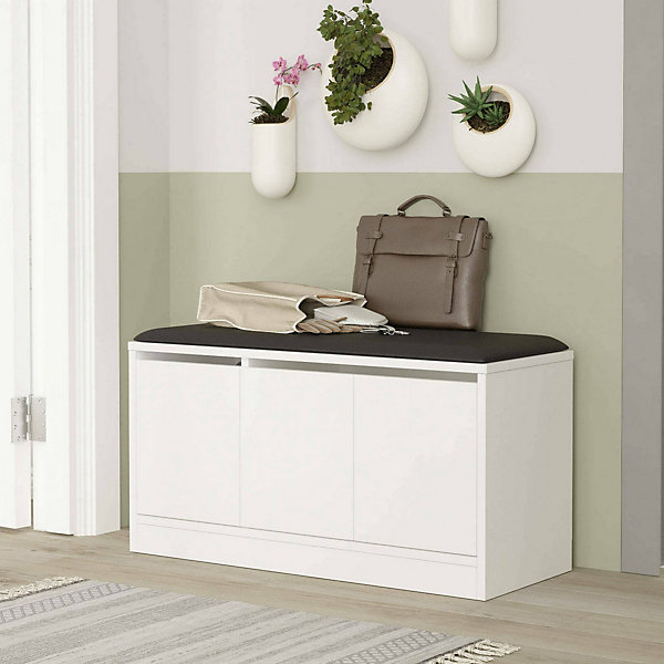 Meuble à chaussures Corniola, Meuble à chaussures, Armoire d'entrée polyvalente, Rangement pour chaussures, 90x36h46 cm, Blanc