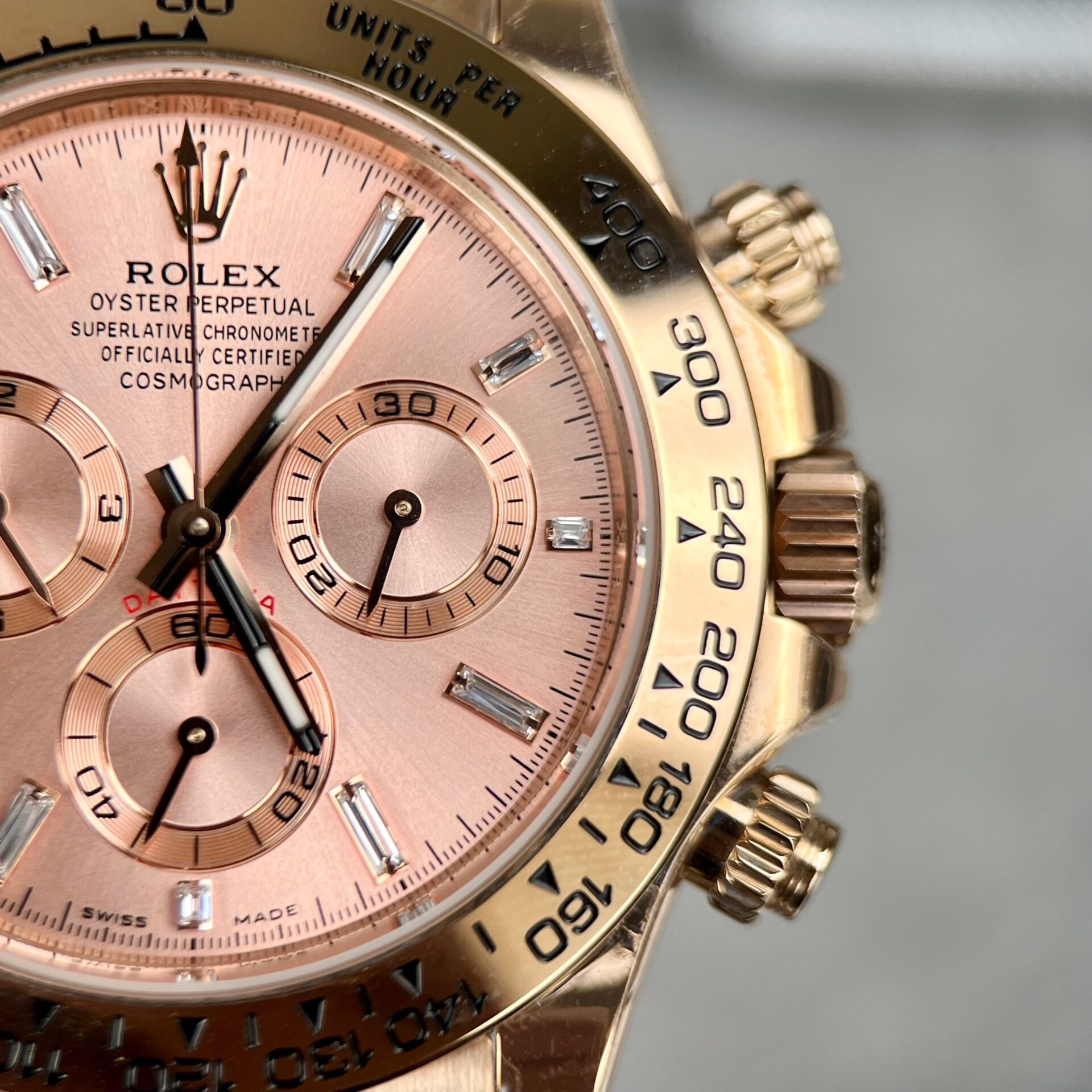 Rolex Daytona 116505 RG Plated Pink Dial CZ Diamonds 40mm Oyster Super Clone