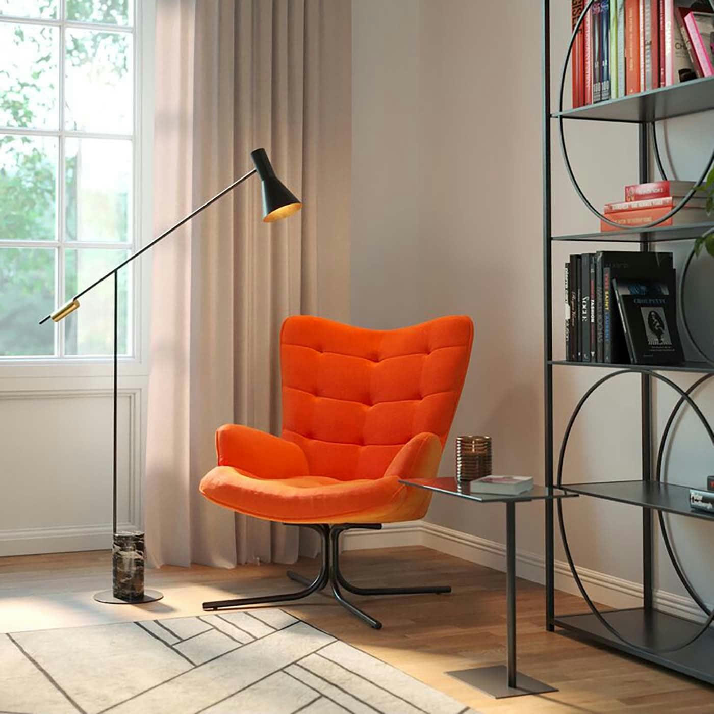 OSCAR - Fauteuil pivotant Oscar velours orange Kare Design