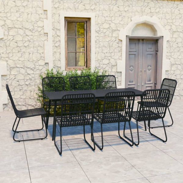 Zestaw mebli ogrodowych Czarny 190 cm table length Technorattan vidaXL