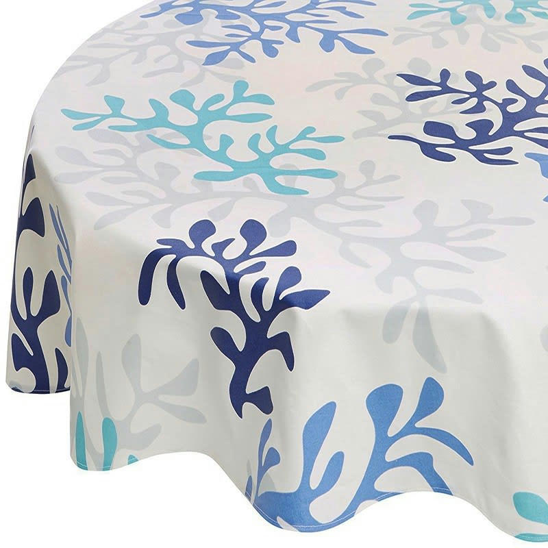 CORAIL - Nappe enduite ovale 160 x 200 cm bleue
