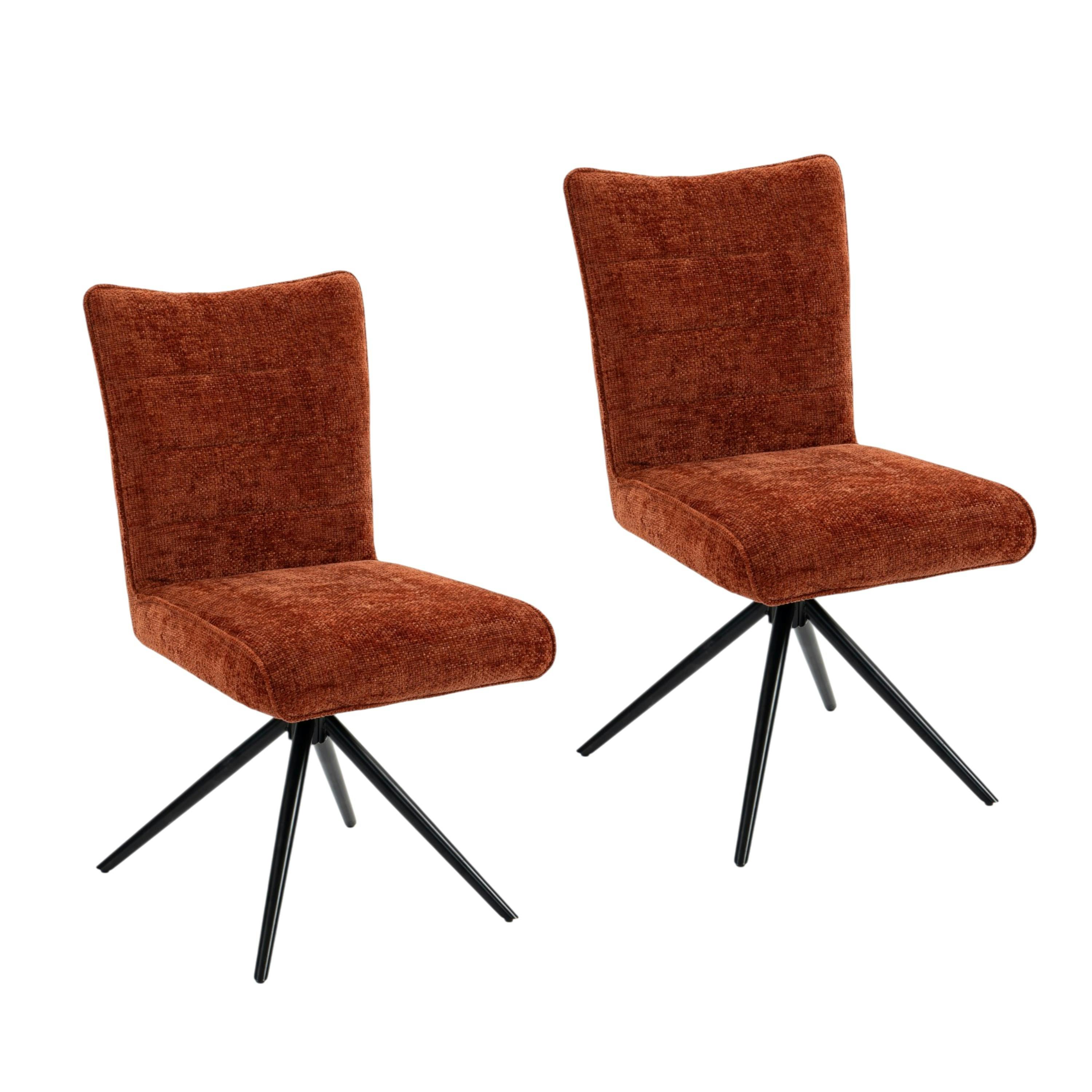 Chaise pivotante rouille en tissu texturé (x2) RIVANO