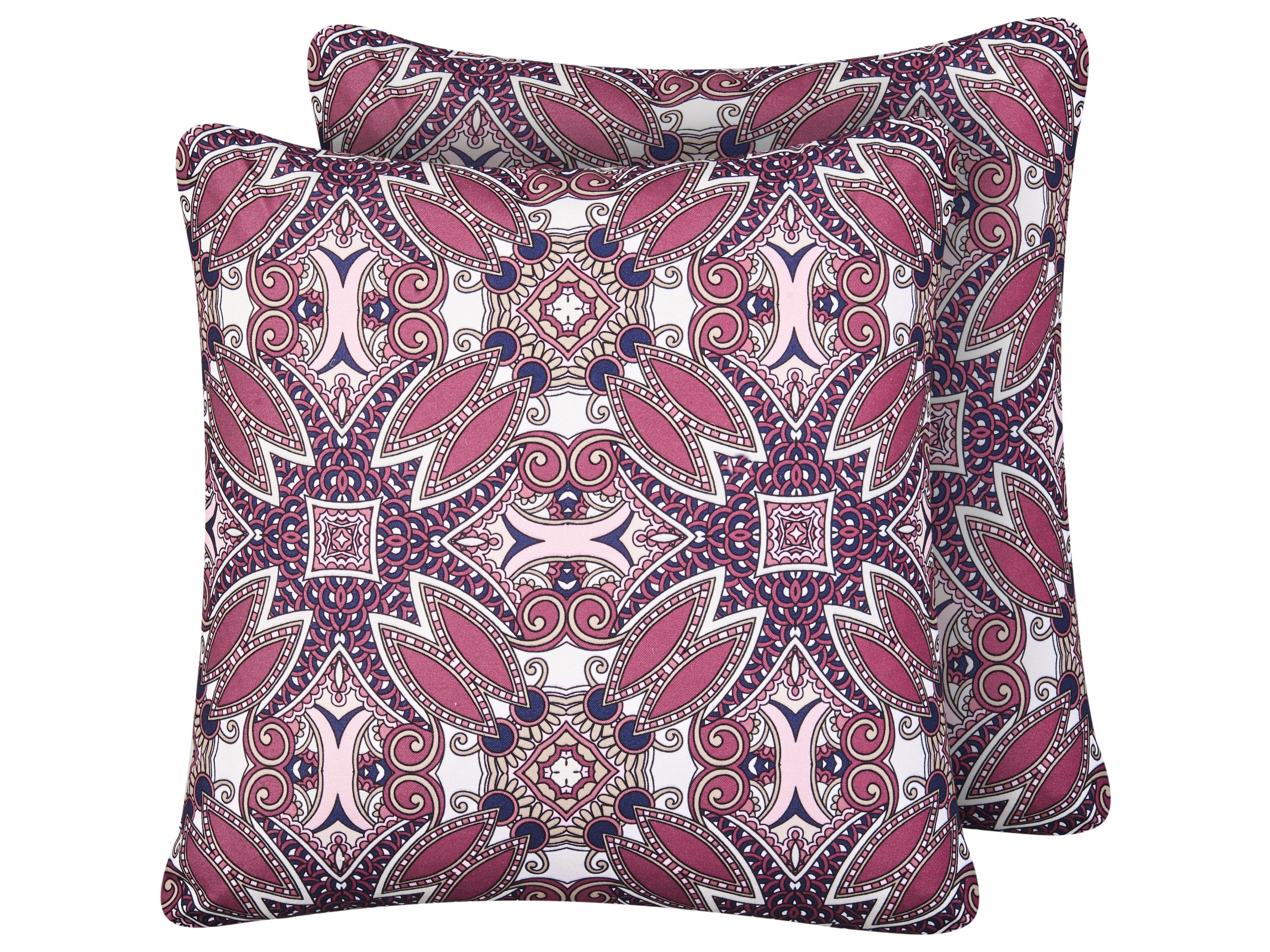 Set of 2 Outdoor Cushions MIRAGE Oriental Pattern 45 x 45 cm Purple