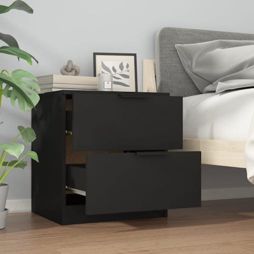 NNEVL Bedside Cabinets 2 pcs Black Engineered Wood