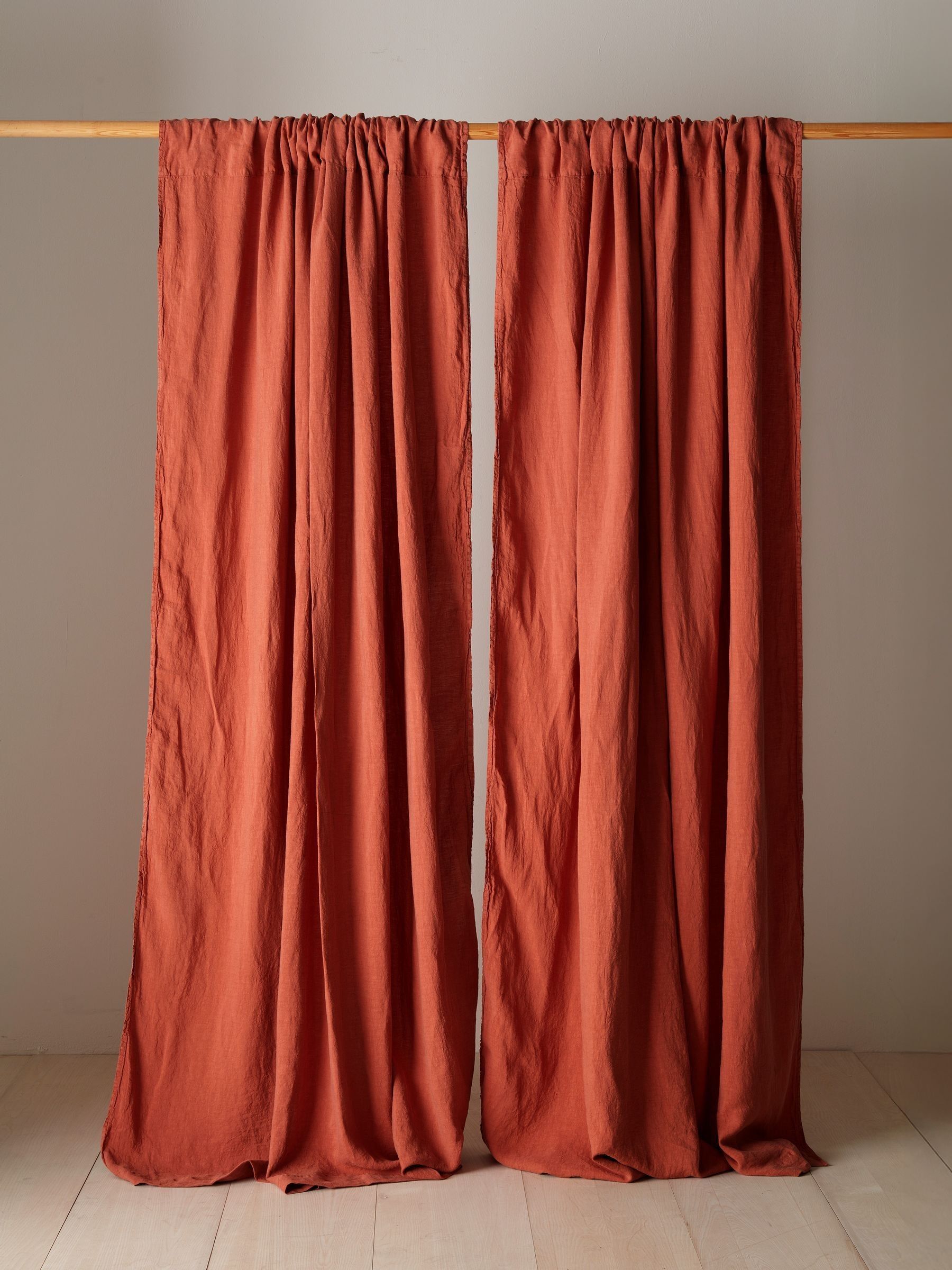 Secret Linen Store Spice 100% Linen Loop Top Slot Header Single Curtain