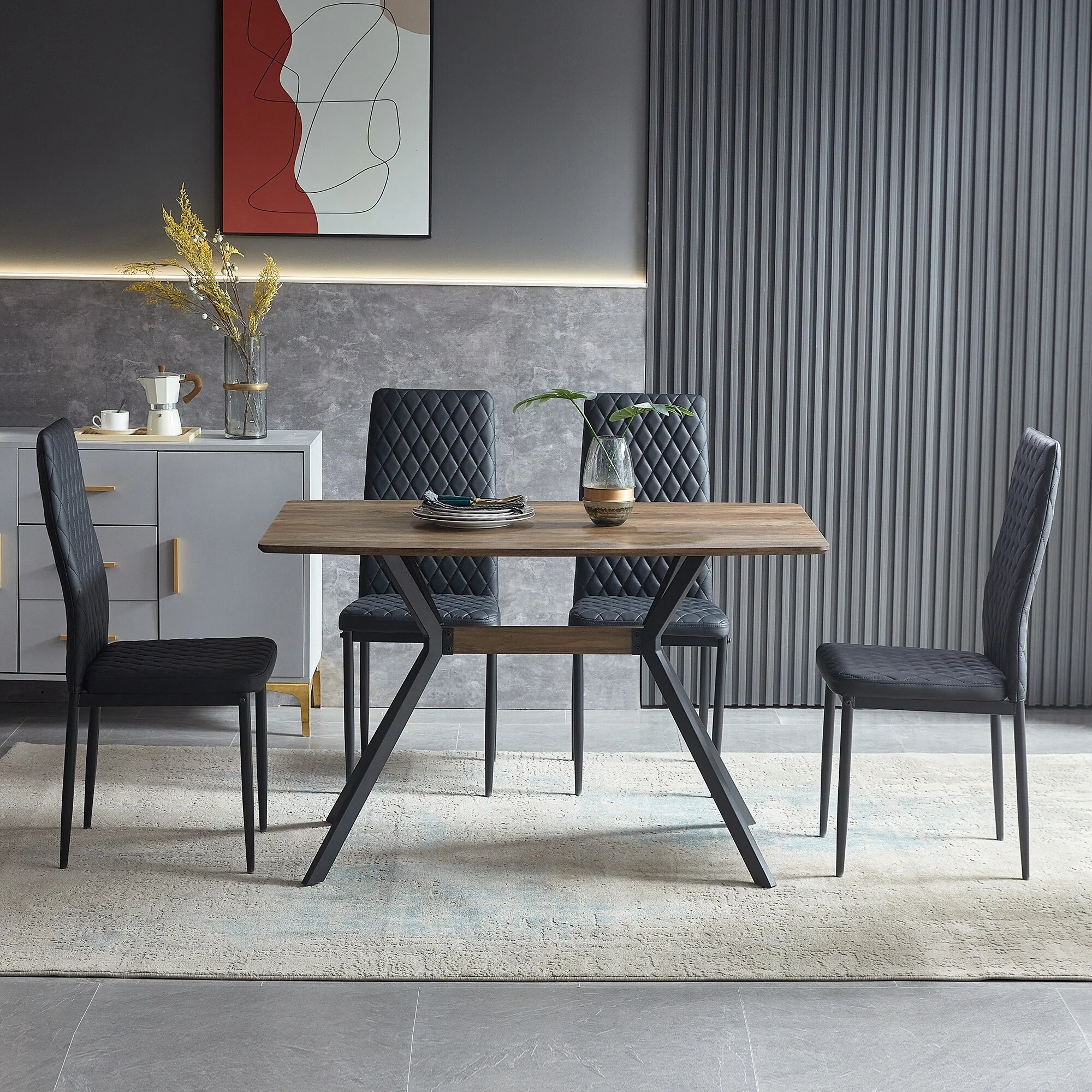 Modern Industrial Dining Table with Certified Wood and Child Safe Edges for Compact Open Plan Spaces