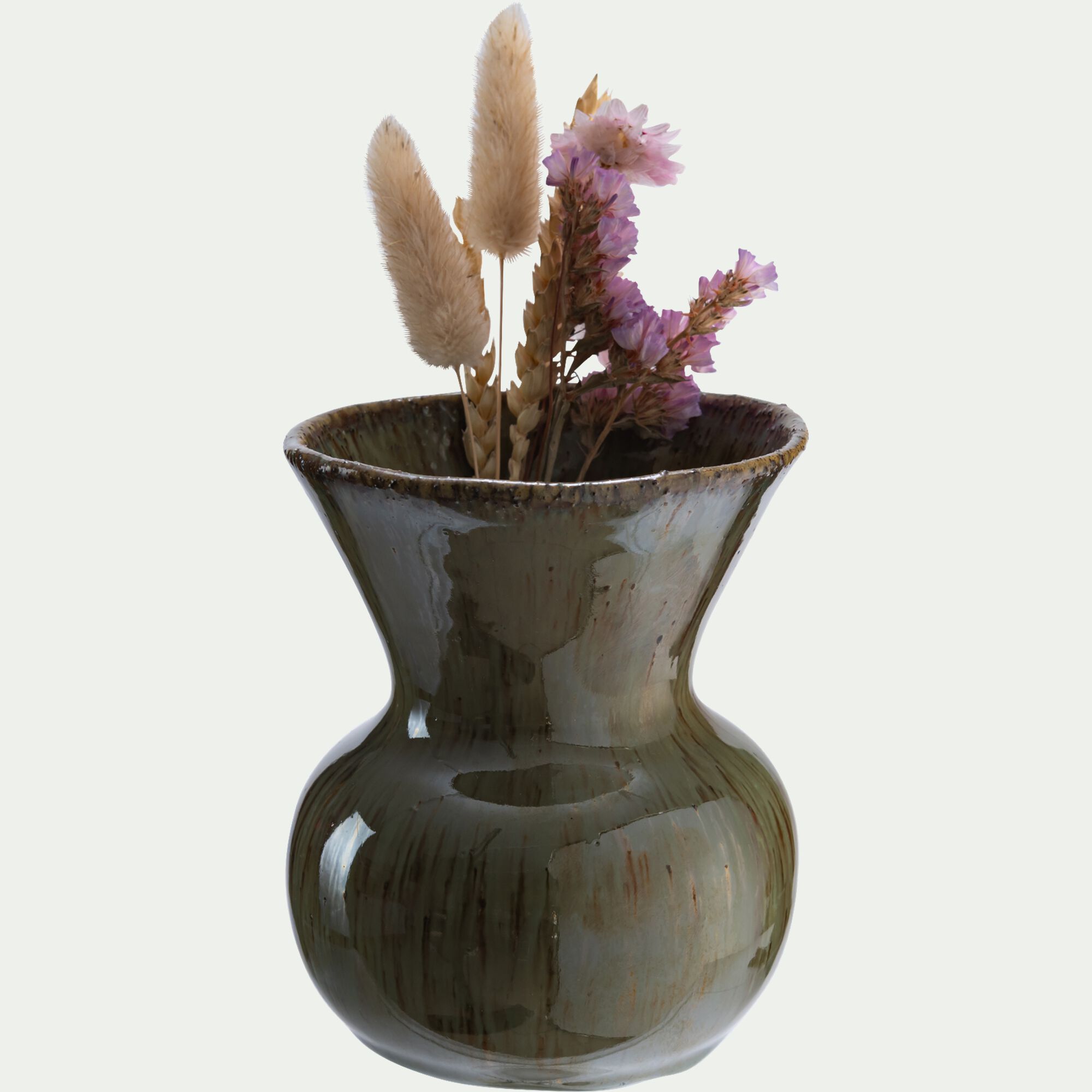 SOMLA - Vase déco en faïence H13cm - vert