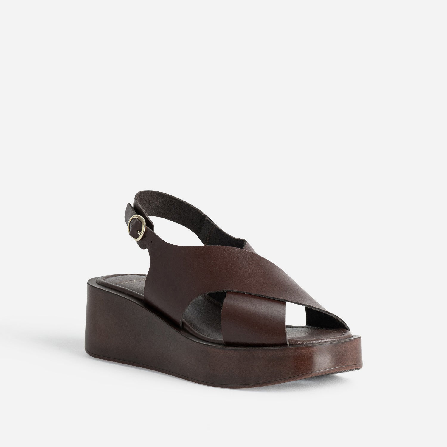 Sandale à plateforme TEXTO marron cuir