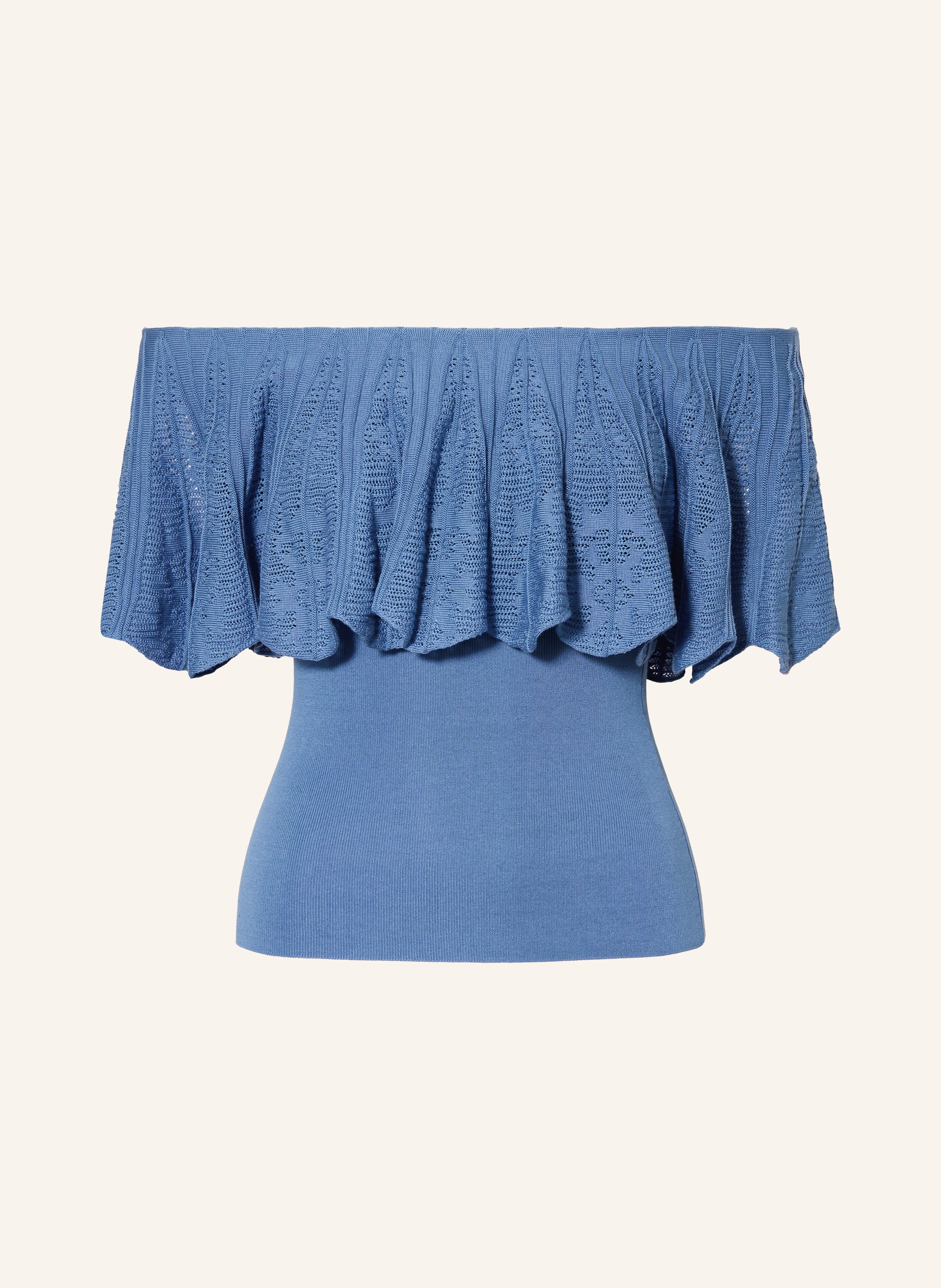 ba&sh Off-Shoulder-Stricktop SALDA mit Volants