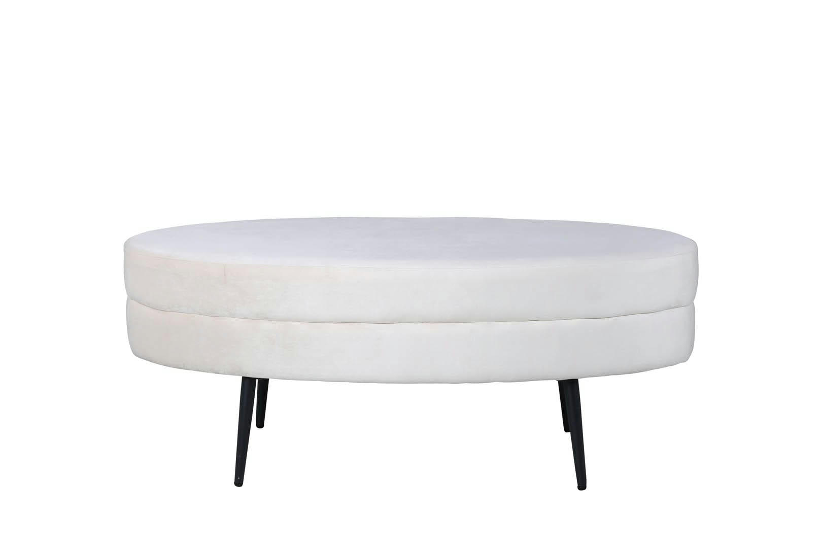 LOSTO - Banc contemporain forme ovale en velours blanc