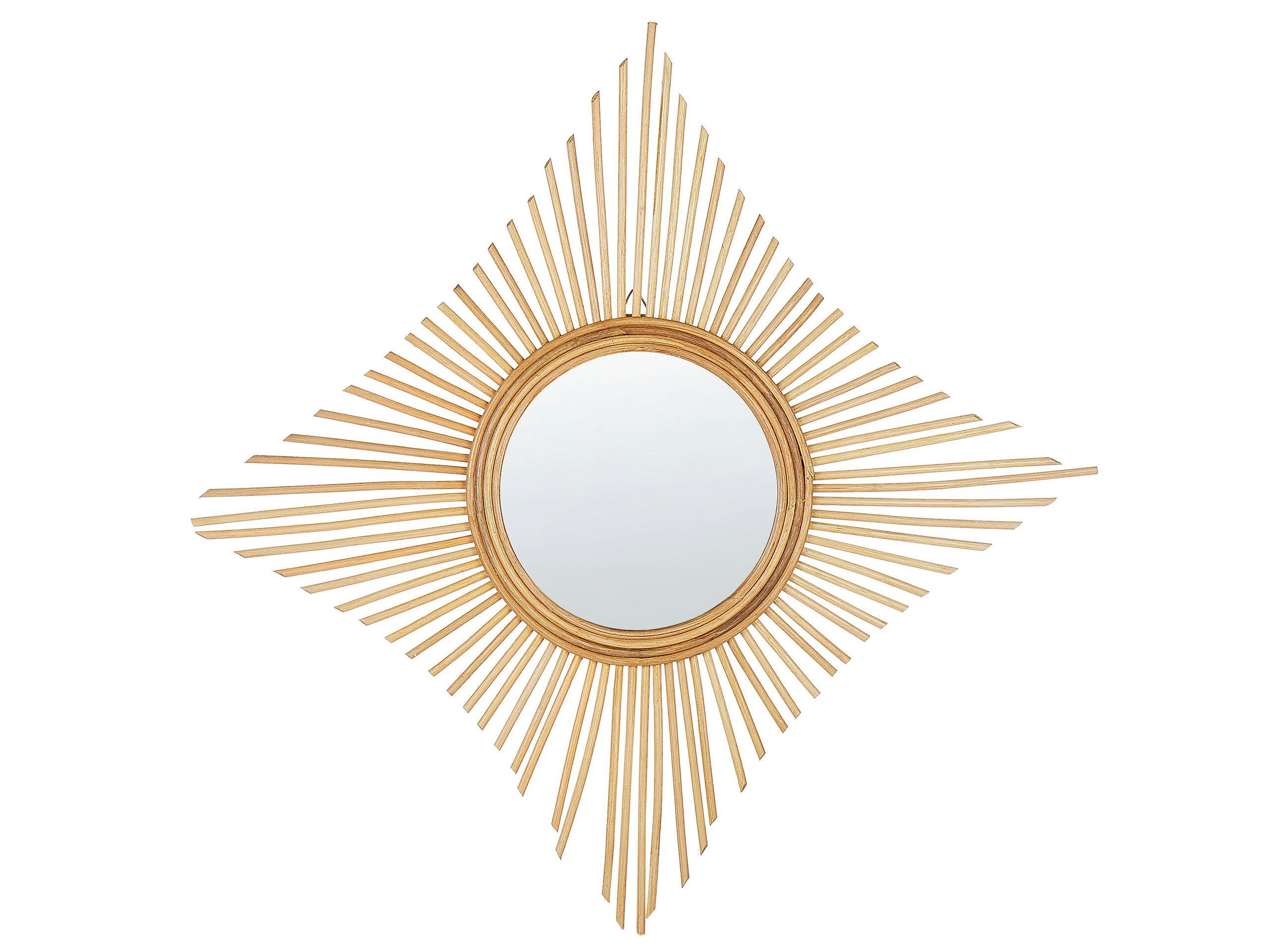 MAJENE - Miroir en rotin beige 60x60