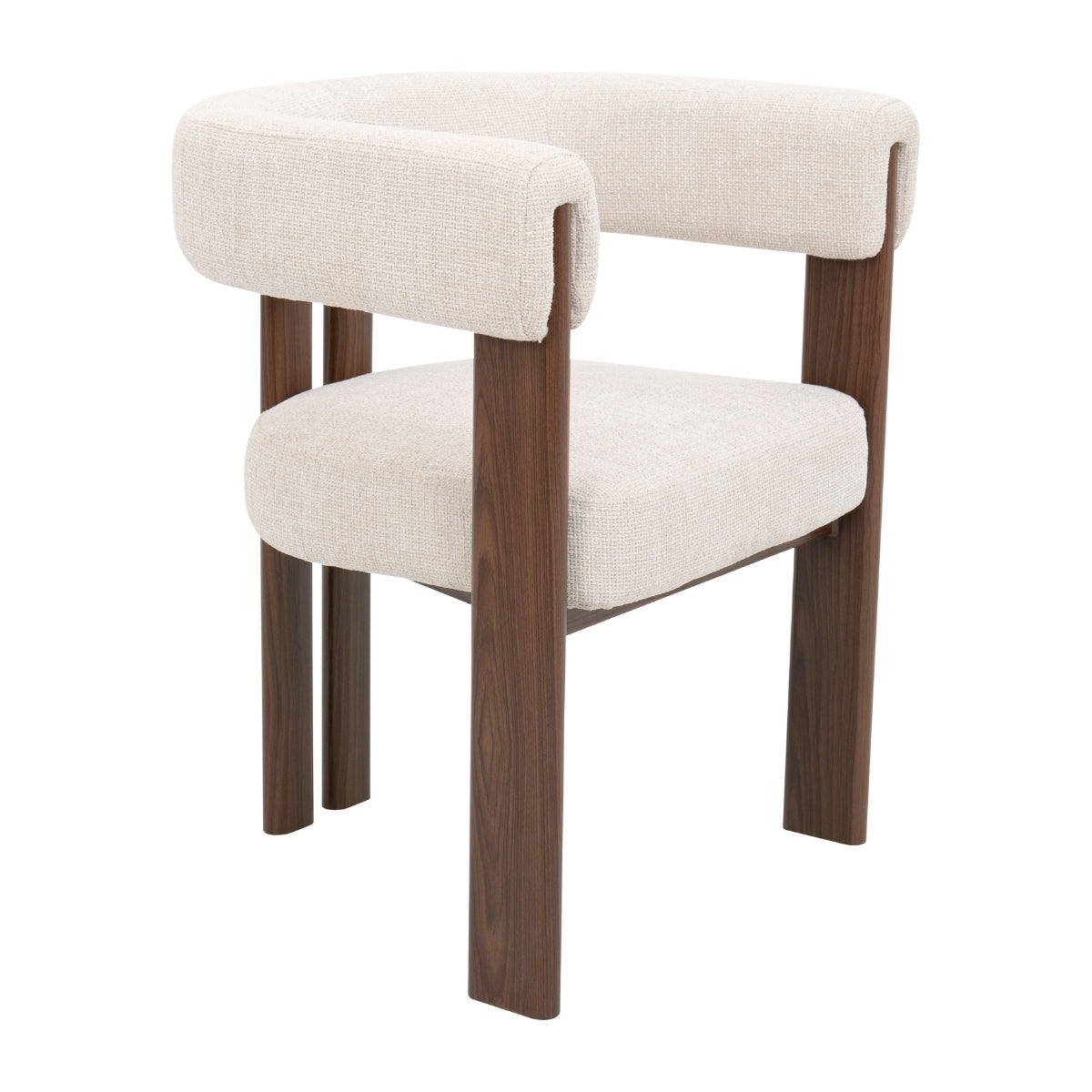 DÉJA Living Eetkamerstoel Aragon - Beige/Walnoot - Zithoogte 46cm - Set van 2