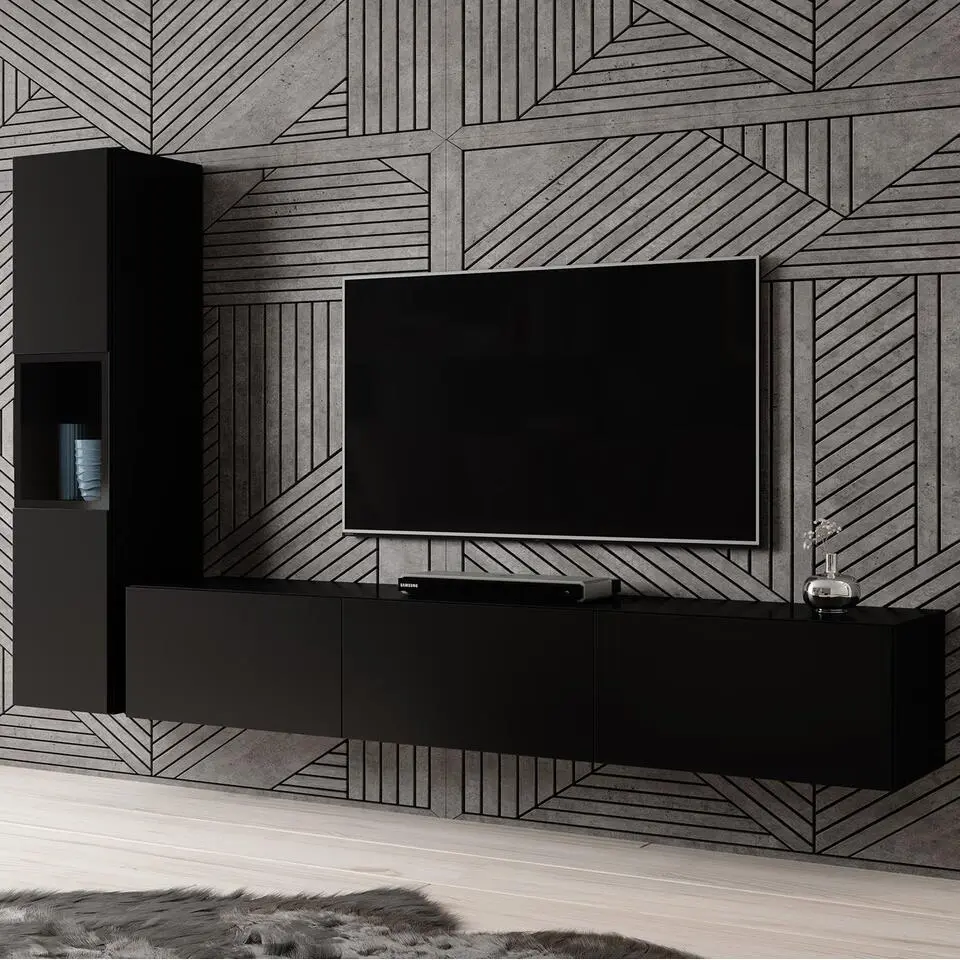 Meubella - Wandmeubel Bonzo - Mat Zwart