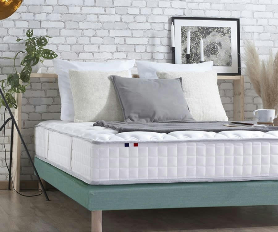 ENSEMBLE COSMOS - Ensemble matelas ressorts sommier vert 140x190