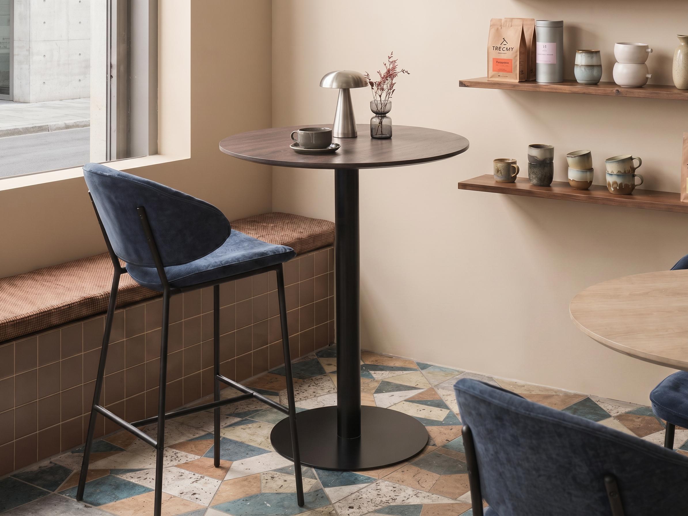 Bar Table MORELLA Black/ Dark Brown 80 cm 80 cm
