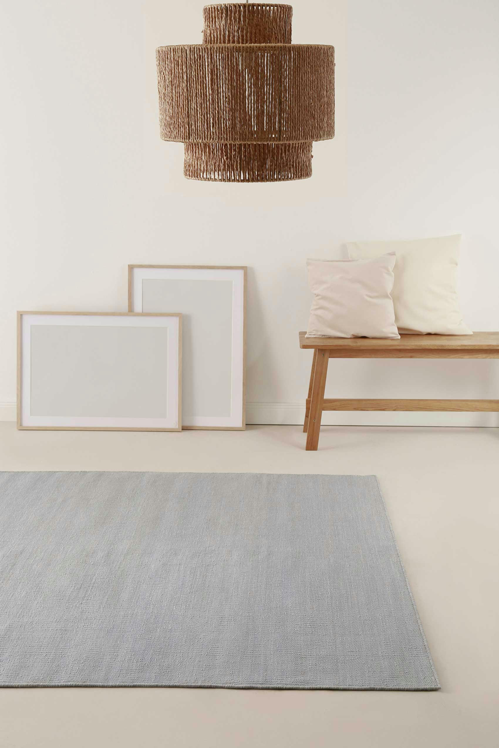 NIZZA - Tapis plat tissé main en coton gris 80x150