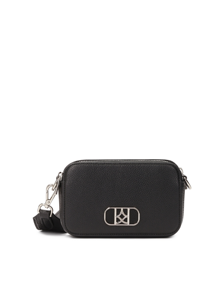 Black leather handbag with two straps