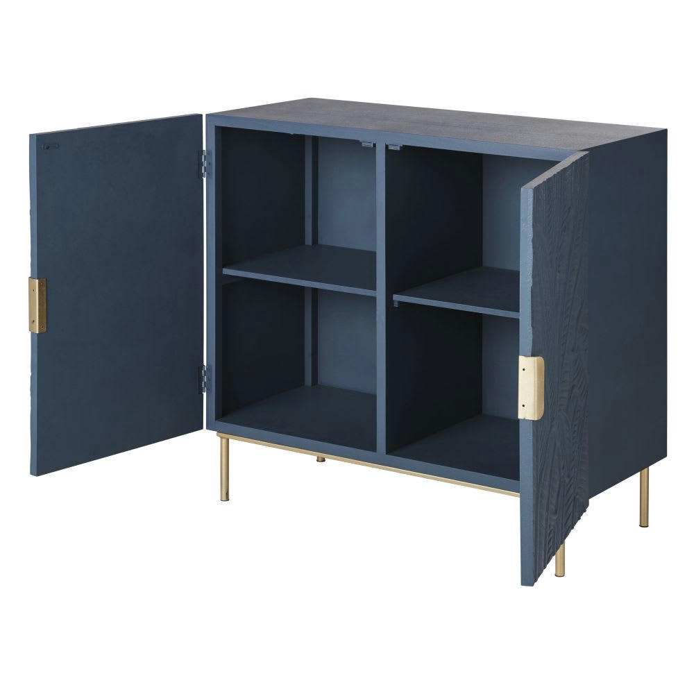 Palmo - Buffet 2 portes motifs sculptés bleus