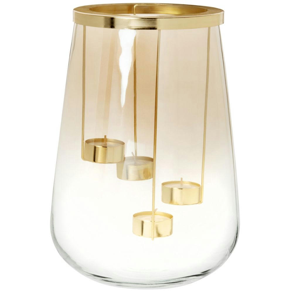 PETRA - Photophore en verre teinté or