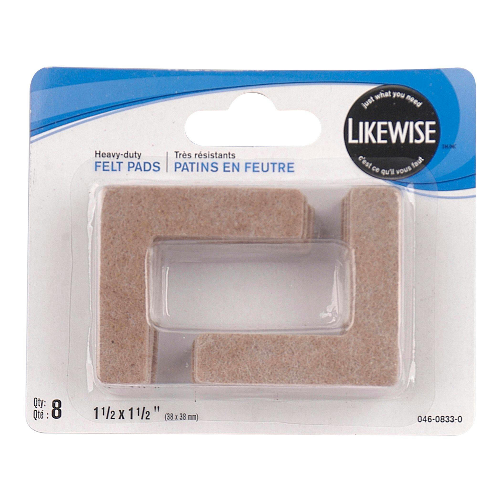 Likewise Heavy Duty Corner Felt Pads, L-Shaped, 1-1/2 x 1-1/2-in, Beige, 8-pc