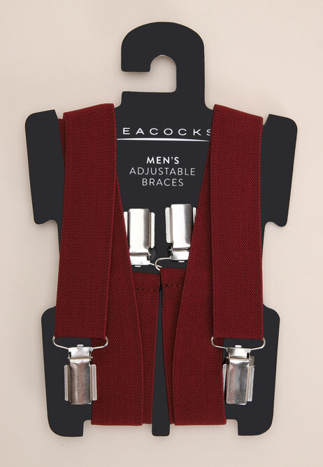 Mens Burgundy Adjustable Braces